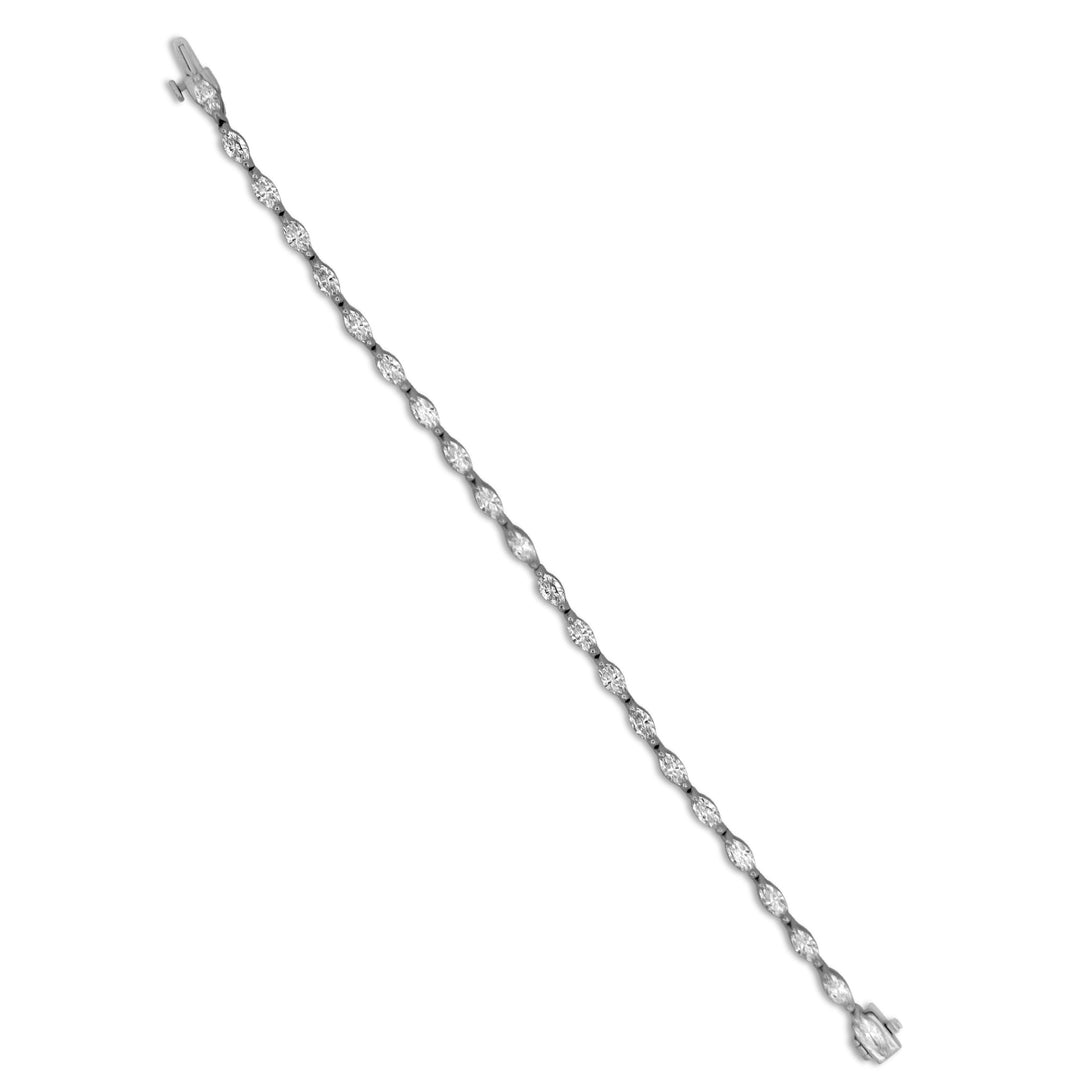5.10ctw Marquise Cut Lab-Grown Diamond Tennis Bracelet in 14k White Gold