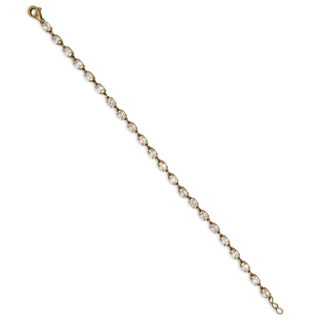 4.23ctw Oval Brilliant Lab-Grown Diamond East-West Tennis Bracelet in 14k Yellow Gold