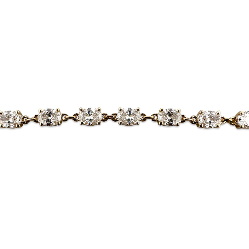 4.23ctw Oval Brilliant Lab-Grown Diamond East-West Tennis Bracelet in 14k Yellow Gold
