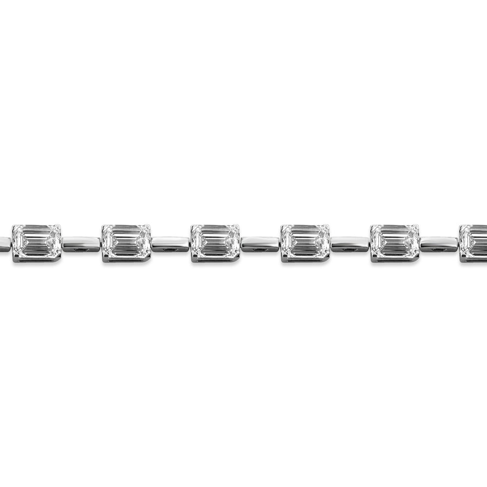 14.97ctw Emerald Cut Lab-Grown Diamond & Bar Tennis Bracelet in 14k White Gold