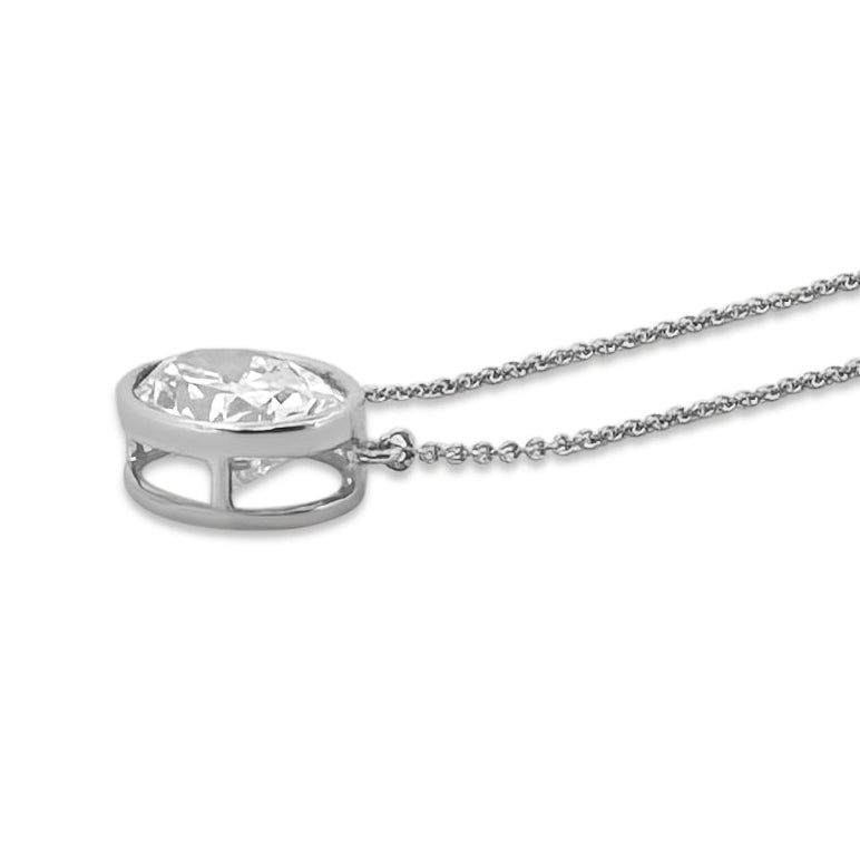 2.67cts Oval Cut Lab-Grown Diamond Floating Solitaire Pendant Necklace in 14k White Gold
