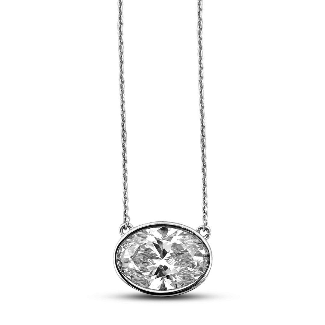 2.67cts Oval Cut Lab-Grown Diamond Floating Solitaire Pendant Necklace in 14k White Gold
