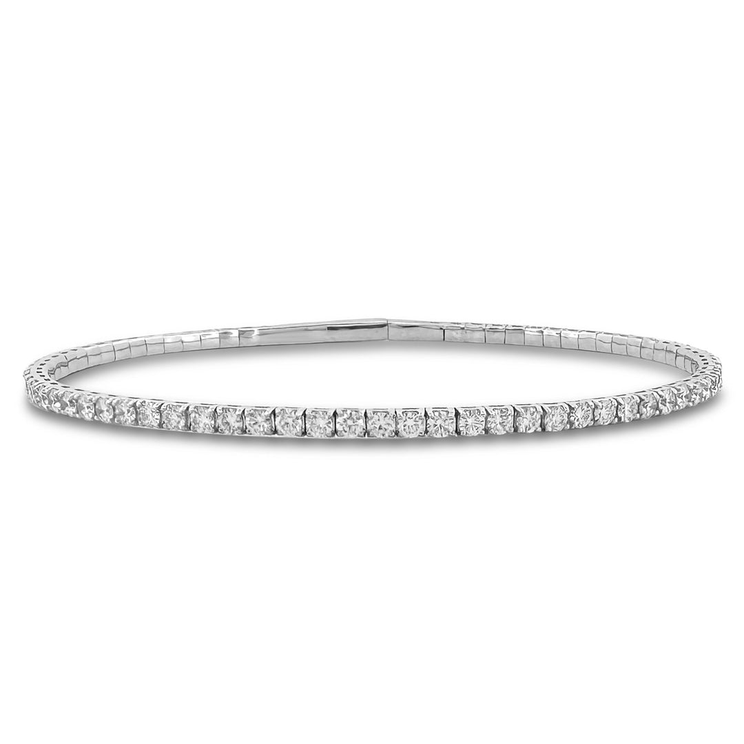2.93ctw Round Brilliant Lab-Grown Diamond Bangle Stackable Bracelet in 14k White Gold