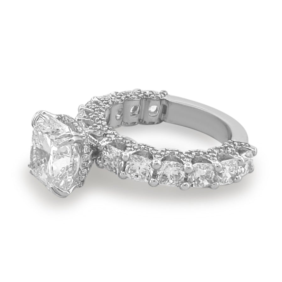 IGI Graded 4.16ct Cushion Cut with Hidden Halo Lab-Grown Diamond Engagement Ring in 14k White Gold
