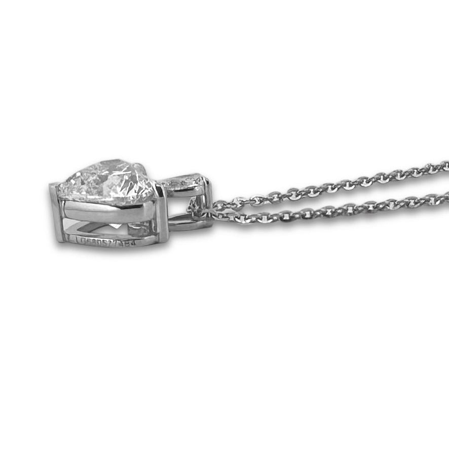 IGI Graded 3.21ctw Heart and Pear Cut Lab-Grown Diamond Pendant Necklace in 14k White Gold