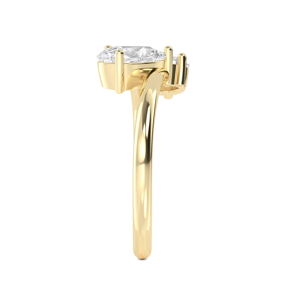 1.01ctw Double Pear Lab-Grown Diamond Toi et Moi Ring in 14k Yellow Gold