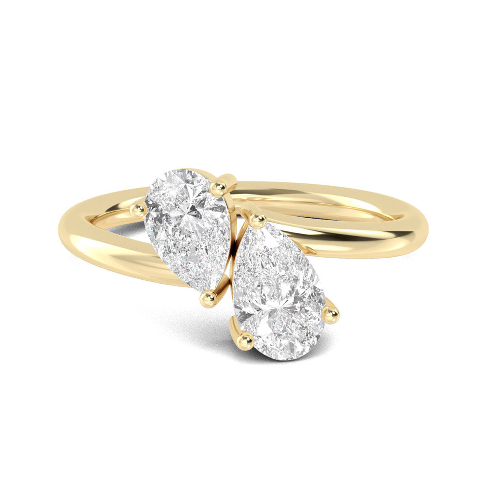 1.01ctw Double Pear Lab-Grown Diamond Toi et Moi Ring in 14k Yellow Gold