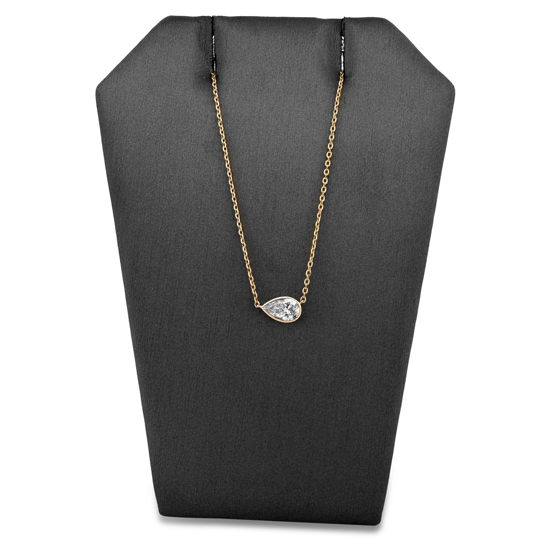 IGI Graded 1.08ct Pear Cut Lab-Grown Diamond Bezel-Set Floating Necklace in 14k Yellow Gold