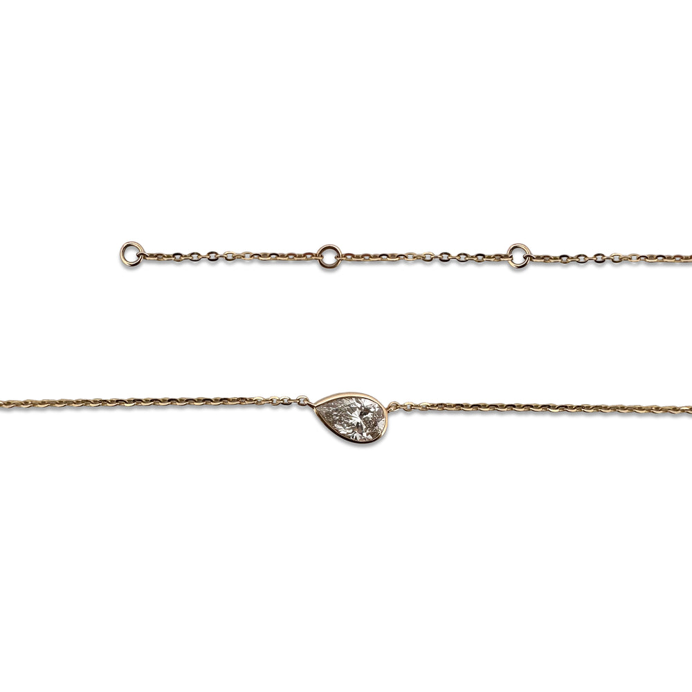 IGI Graded 1.08ct Pear Cut Lab-Grown Diamond Bezel-Set Floating Necklace in 14k Yellow Gold