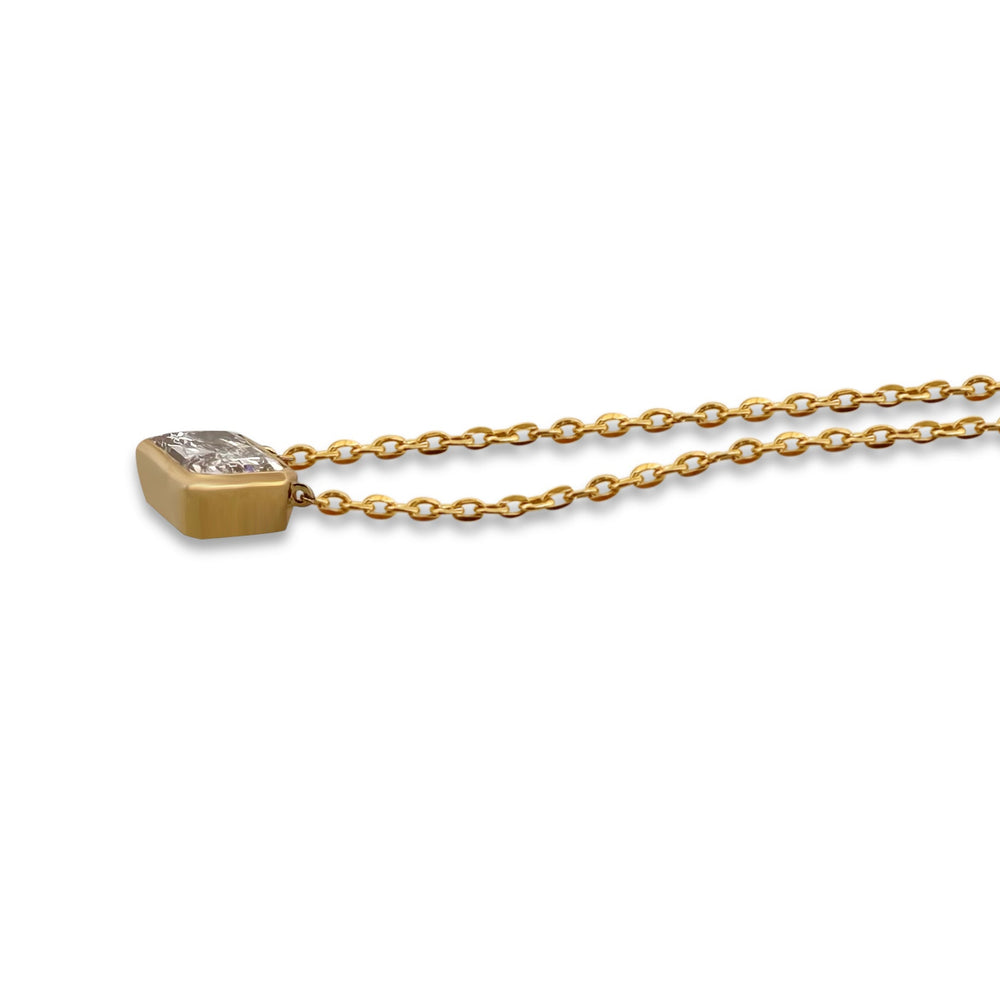 IGI Graded 1.62ct Radiant Cut Lab-Grown Diamond East-West Solitaire Pendant Necklace in 14k Yellow Gold