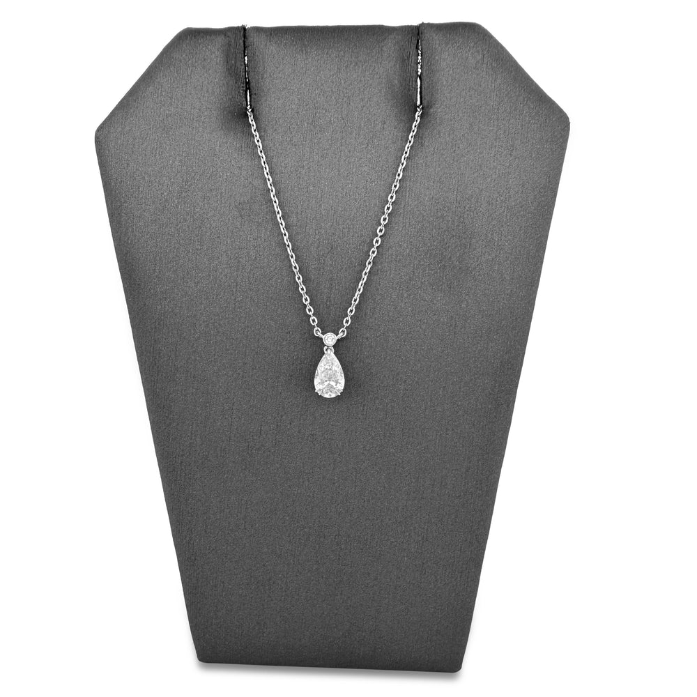 IGI Graded 1.14ctw Pear Cut & Round Brilliant Lab-Grown Diamond Pendant Necklace in 14k White Gold