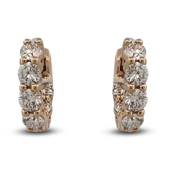 2.45ctw Round Brilliant Lab-Grown Diamond Inside-Out Huggie Hoop Earrings in 14kt Yellow Gold