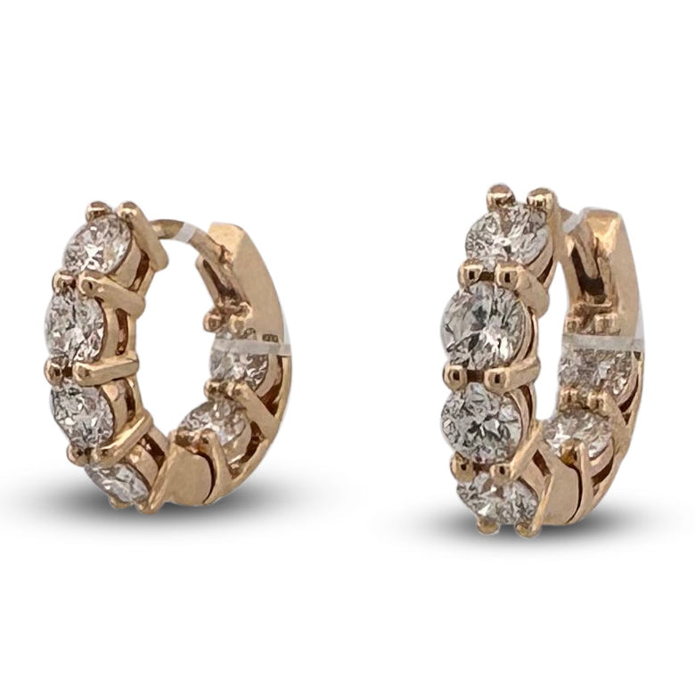 2.45ctw Round Brilliant Lab-Grown Diamond Inside-Out Huggie Hoop Earrings in 14kt Yellow Gold