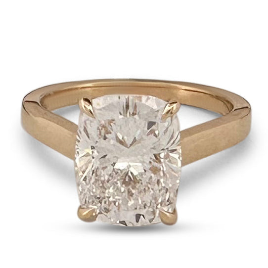IGI Graded 4.09ct Cushion Cut with Round Brilliants Lab-Grown Diamond Engagement Ring in 14k Yellow Gold