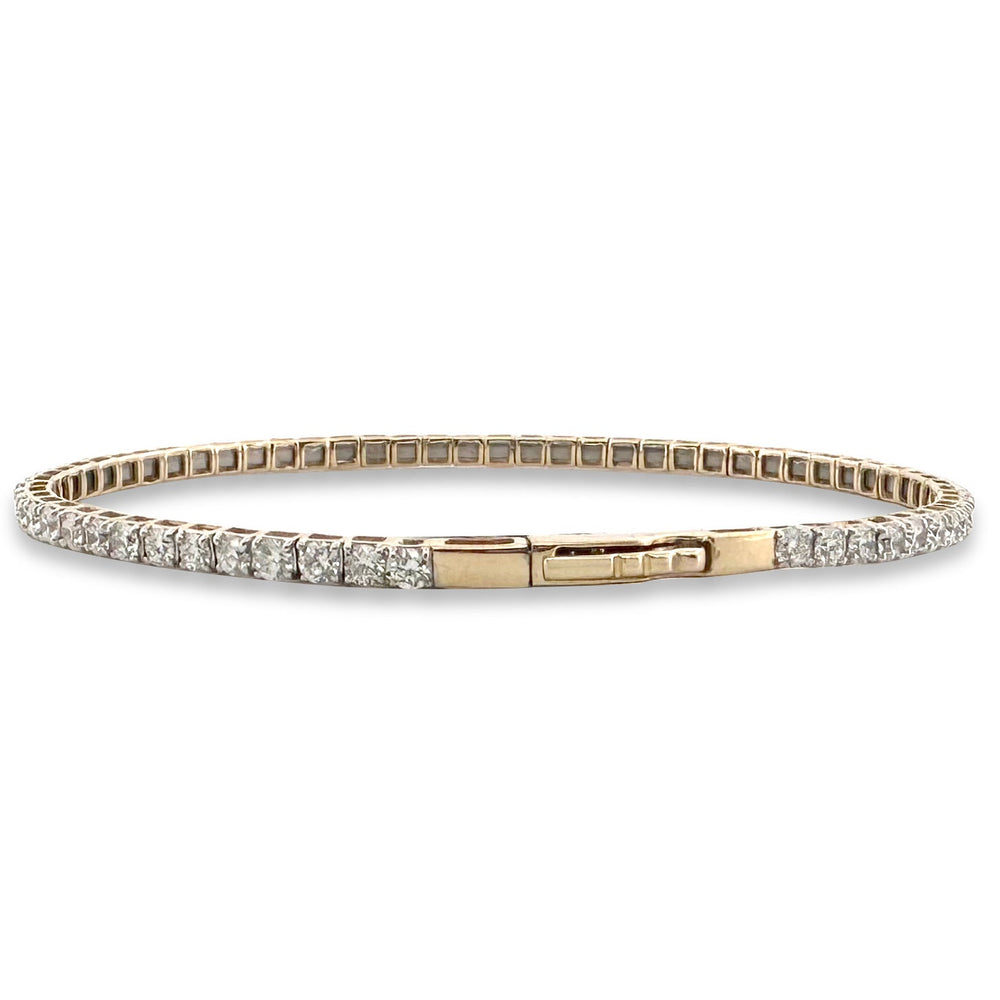 4ctw Round Brilliant Lab-Grown Diamond Bangle Stackable Bracelet in 14k Yellow Gold