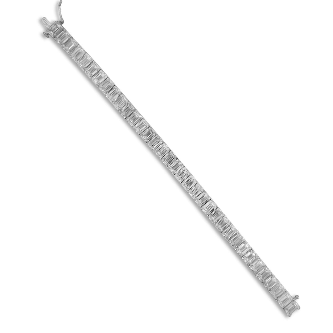 37.43ctw Emerald Cut Lab-Grown Diamond Tennis Bracelet in 14k White Gold