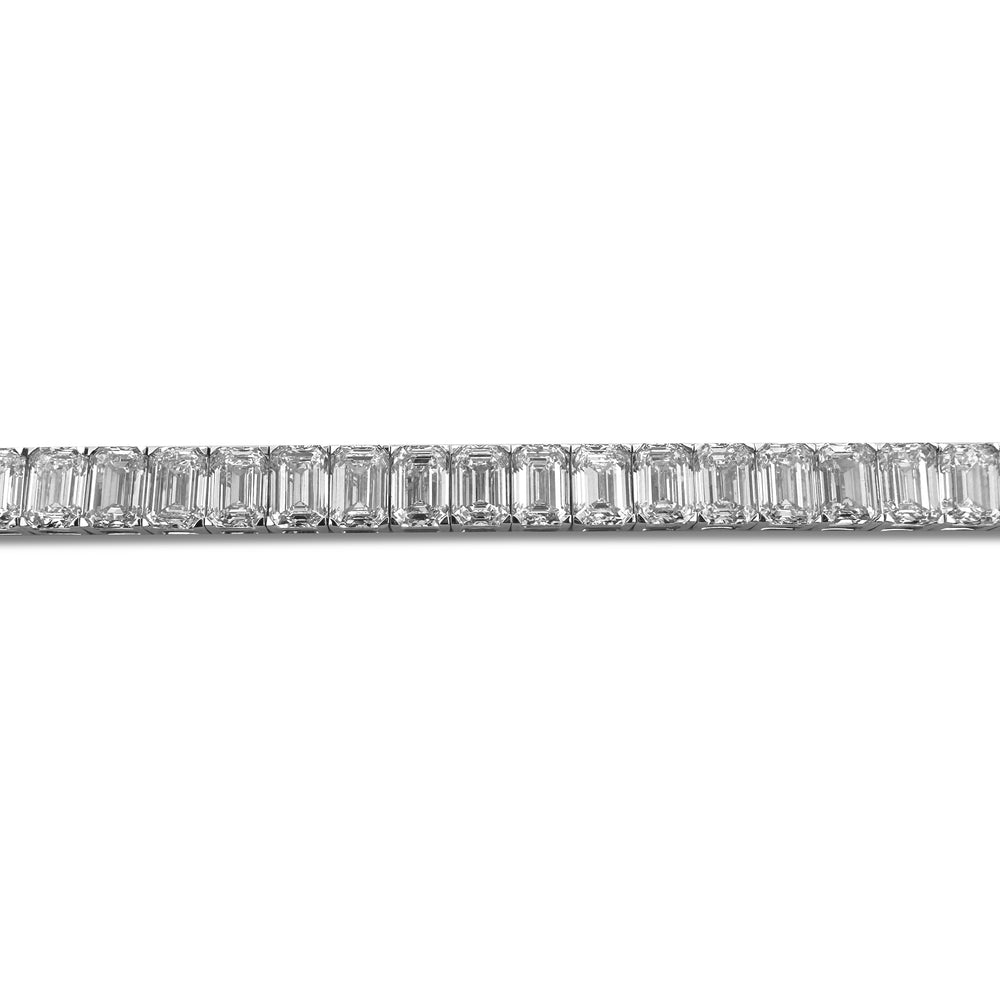 37.43ctw Emerald Cut Lab-Grown Diamond Tennis Bracelet in 14k White Gold