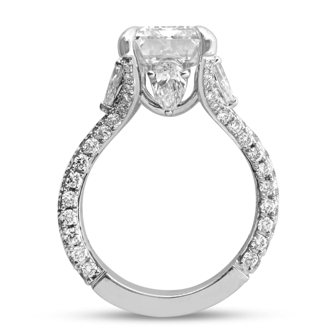 IGI Graded 5.11cts Emerald Cut with Pears & Round Brilliants Lab-Grown Diamond Engagement Ring 14k White Gold