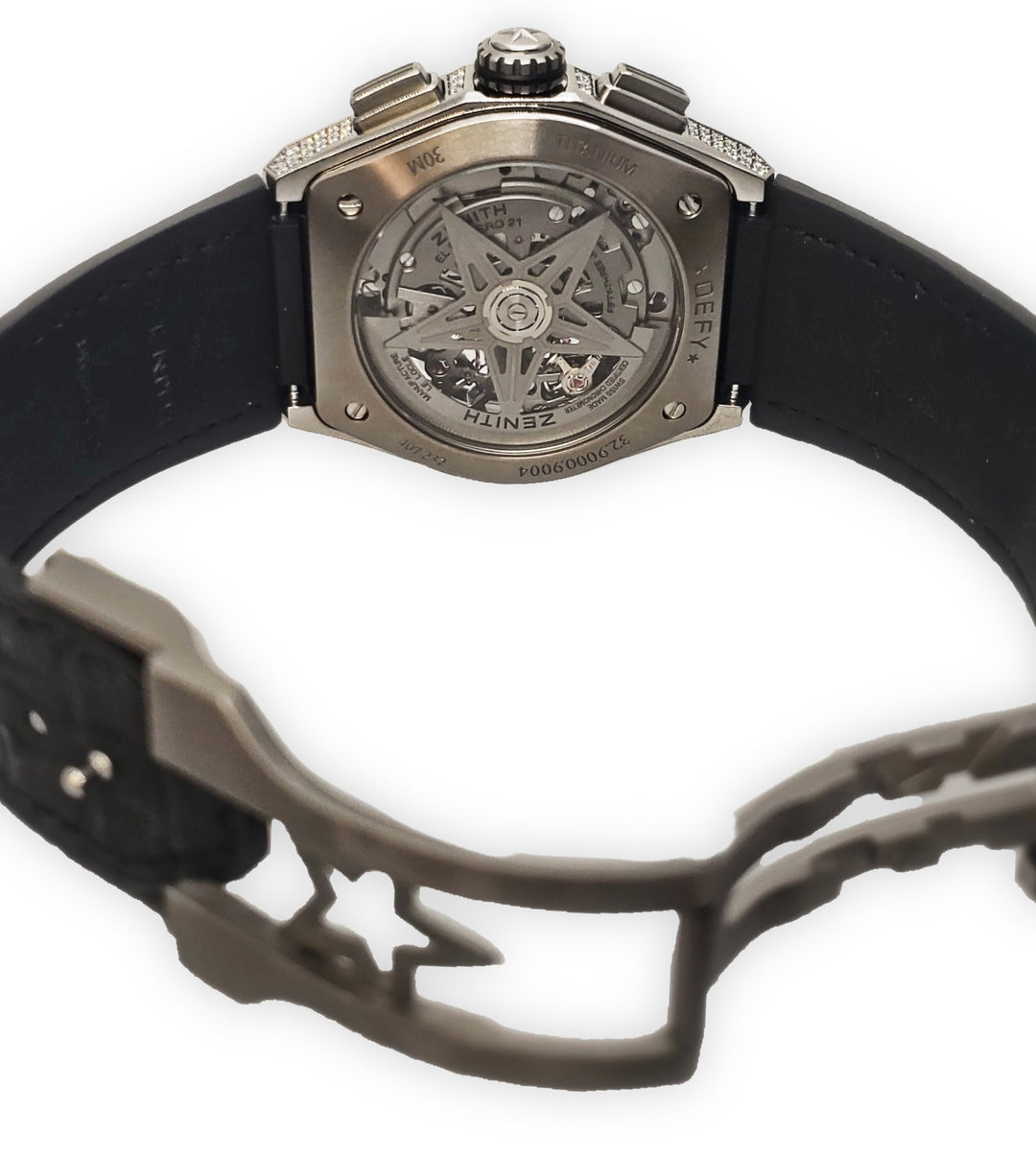 Zenith Defy El Primero 21 Chronograph Diamond Black Skeletal Dial Titanium Watch