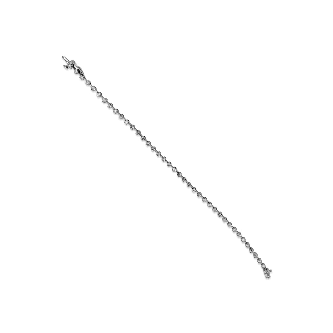 14k White Gold Hexagon Cut Diamond Bar Link Tennis Bracelet - Elite Fine Jewelers