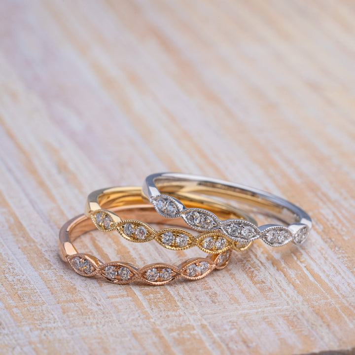 18k rose white and yellow gold rings stackable