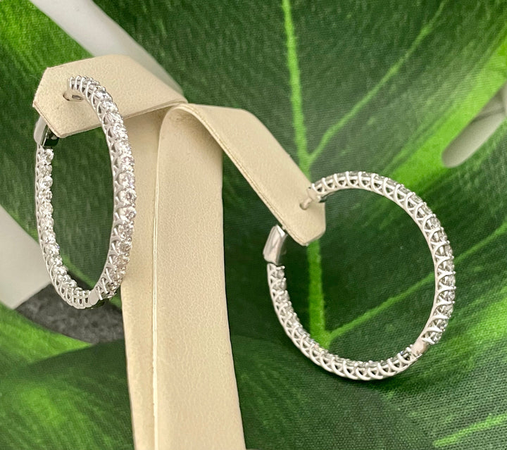 3ctw Diamond Inside-Out Hoop Earrings with Secure Lock