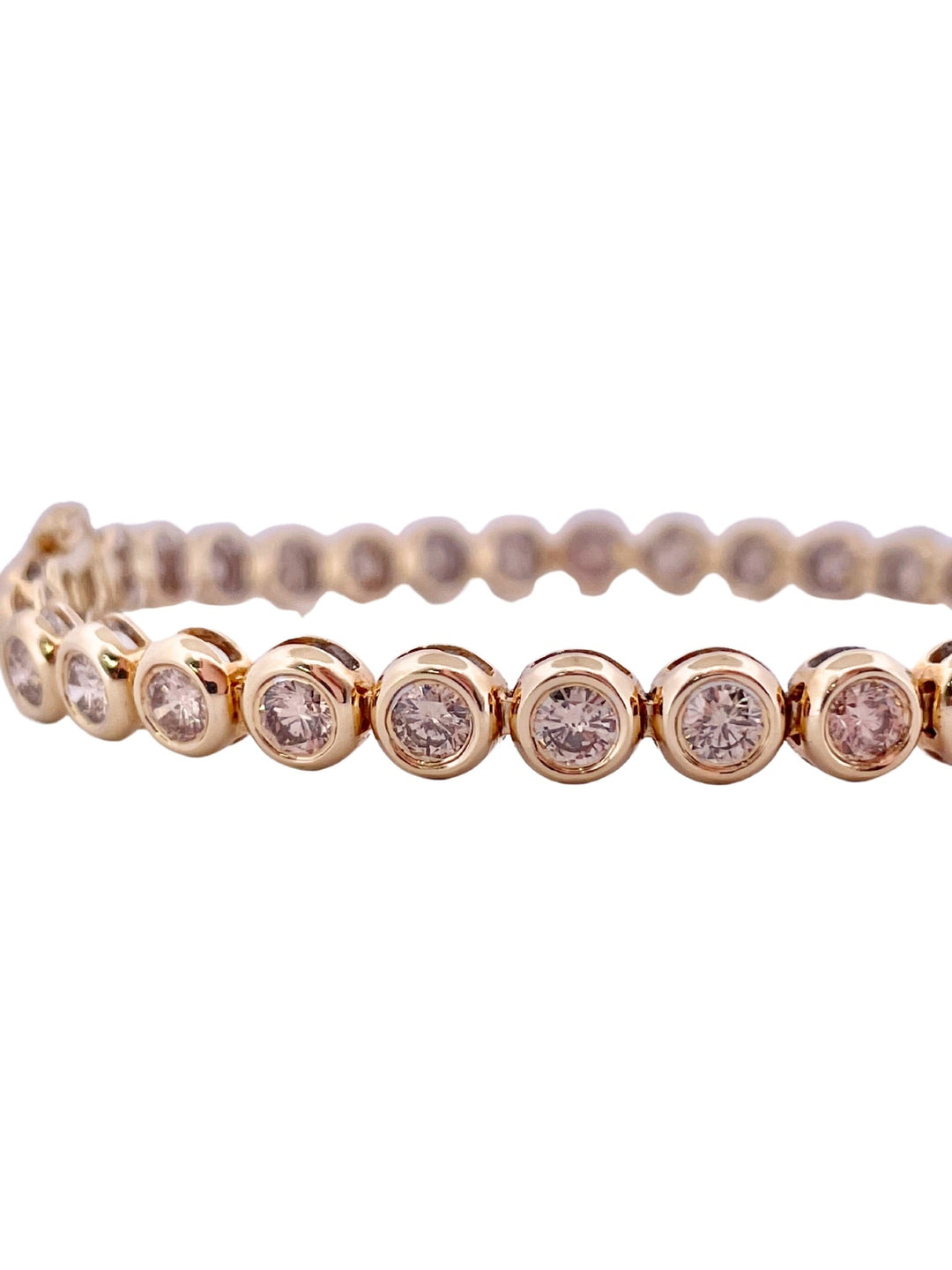 5 Carats Total Weight Diamond Bezel Set 14k Yellow Gold Tennis Bracelet - Elite Fine Jewelers