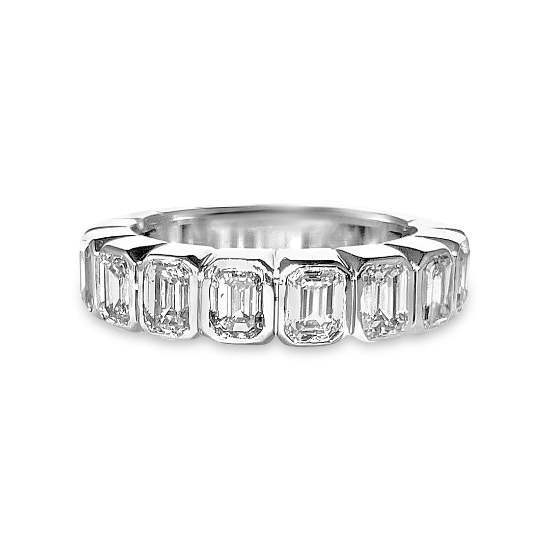 Bezel Set Emerald Cut Diamond Eternity Band Over 5 Carats in Diamonds - Elite Fine Jewelers