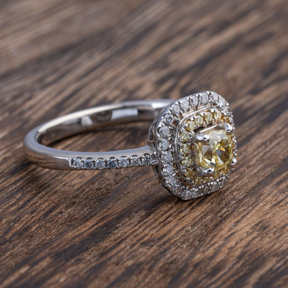 Fancy Intense Yellow Cushion Cut Diamond Engagement Ring - Elite Fine Jewelers