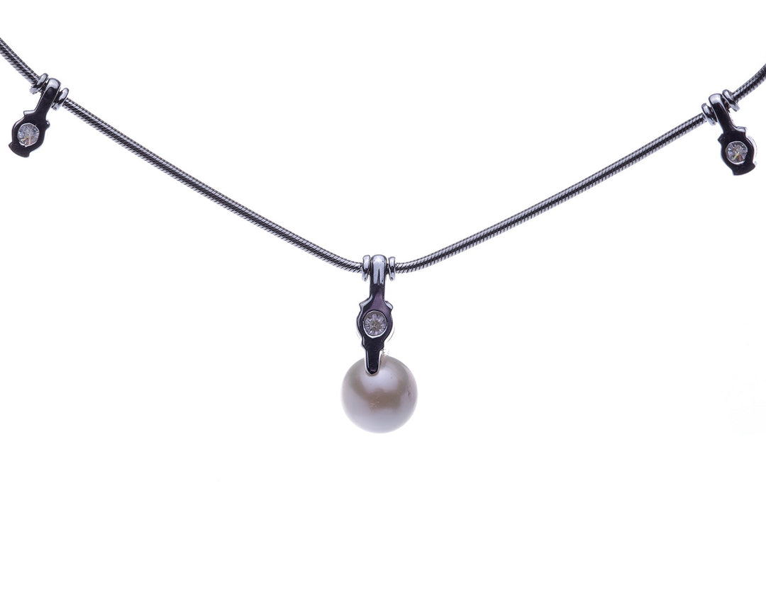 Jose Hess Diamond and Cultured Pearl Necklace - Elite Fine Jewelers
