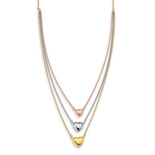 Tri color on sale heart necklace
