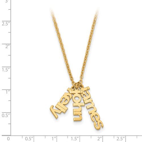 Personalized Necklace With 3 Names in Block Dangle Letters - Elite Fine Jewelers