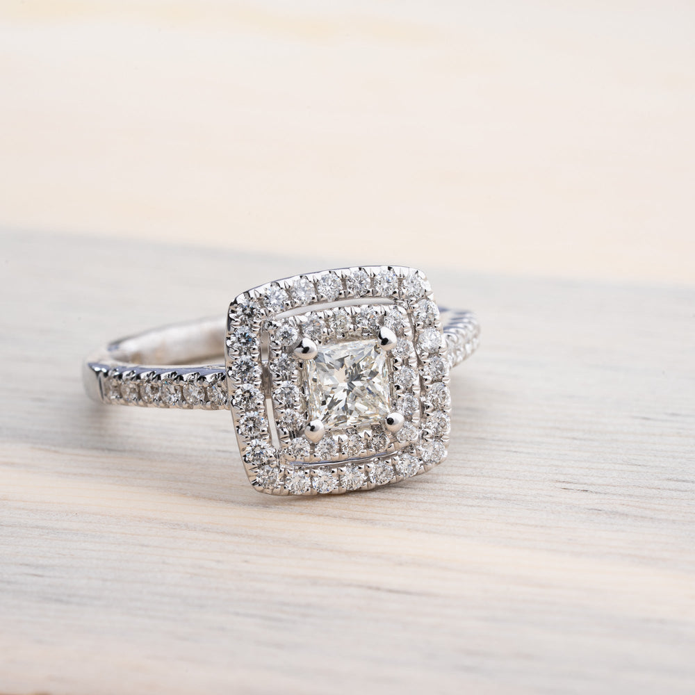 Princess Cut Double Halo Diamond Engagement Ring - Elite Fine Jewelers
