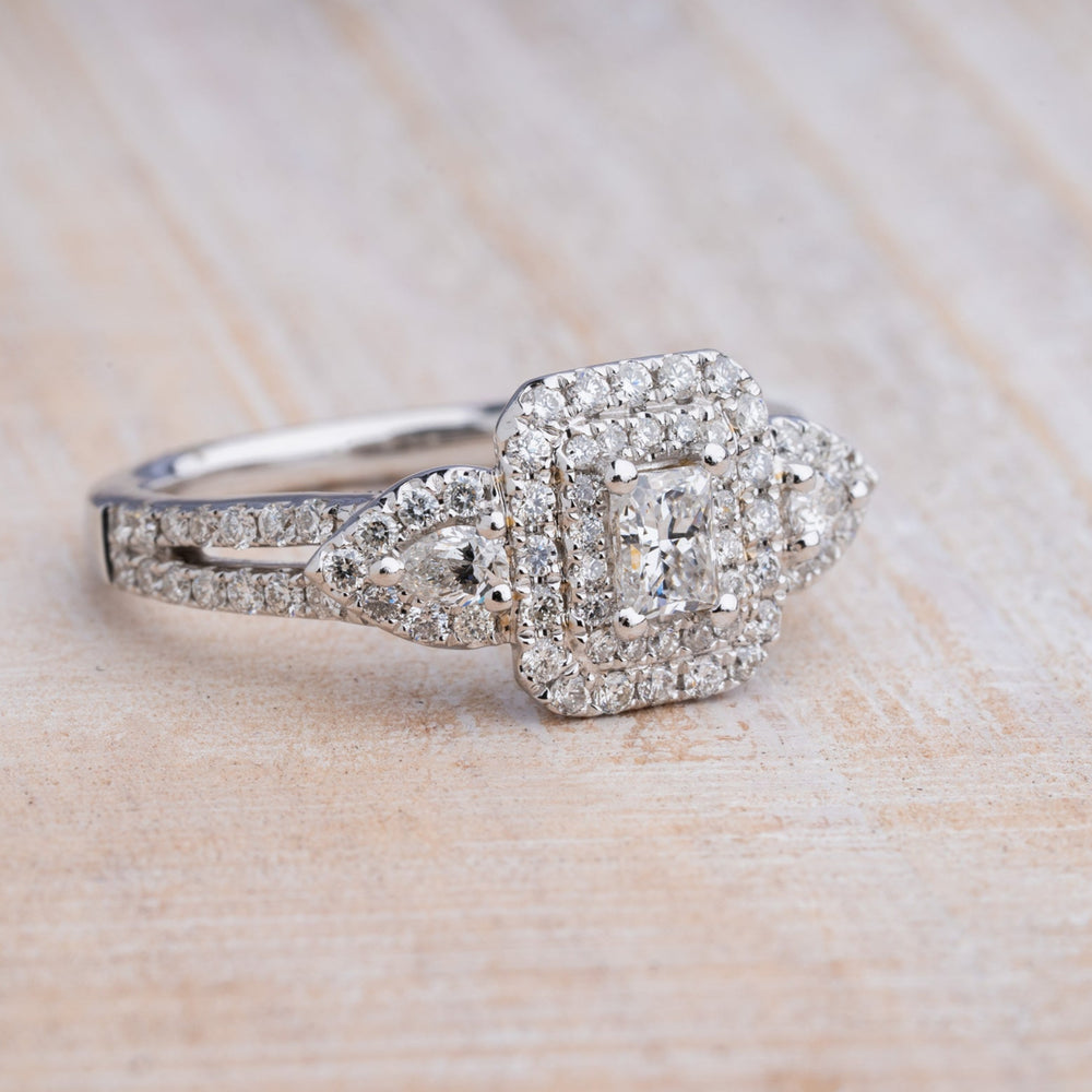 Princess and Pear Cut Diamond with Double Halo - Elite Fine Jewelers