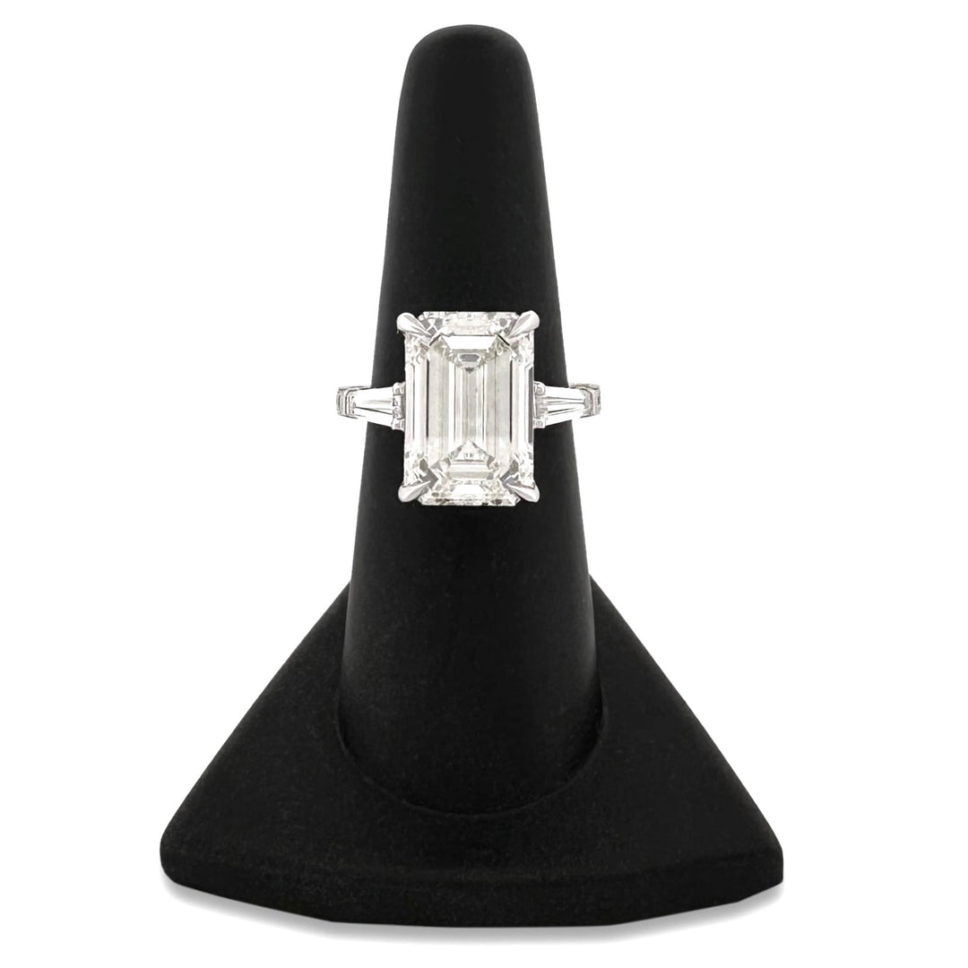 IGI Graded 8.55ct Emerald Cut Center with Baguette Sides & Hidden Halo Lab-Grown Diamond Engagement Ring 14k White Gold