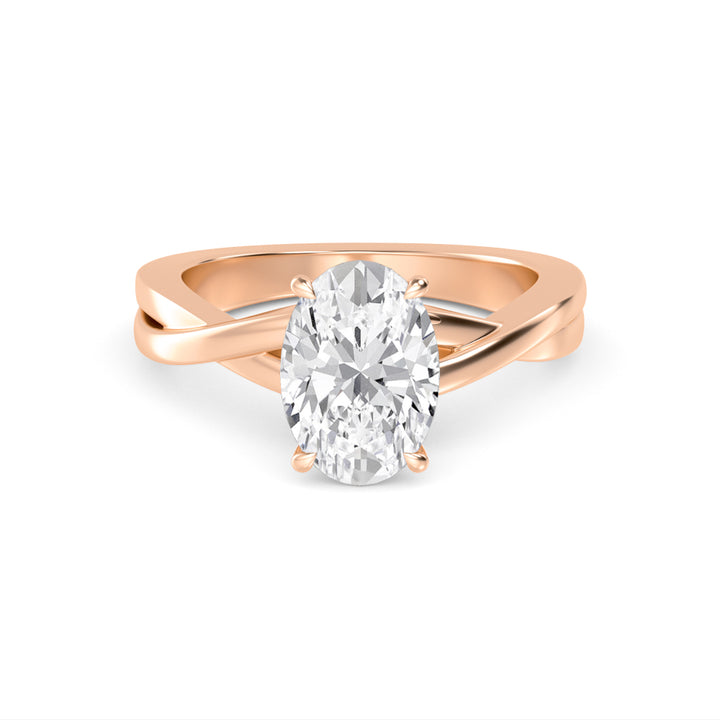 IGI Graded 3.10ct Oval Lab-Grown Diamond Solitaire Engagement Ring in 14k Gold