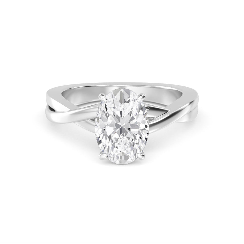 IGI Graded 3.10ct Oval Lab-Grown Diamond Solitaire Engagement Ring in 14k Gold