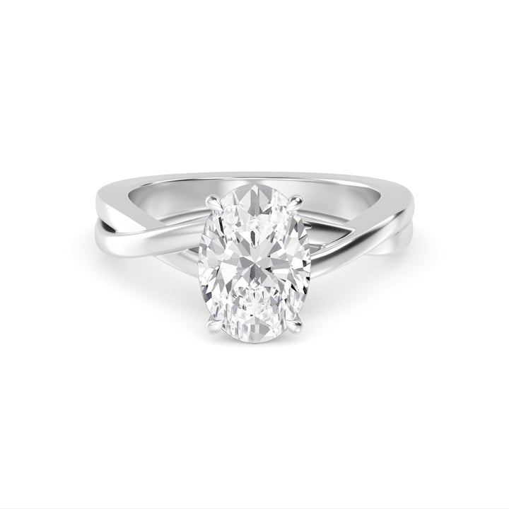 IGI Graded 3.10ct Oval Lab-Grown Diamond Solitaire Engagement Ring in 14k Gold
