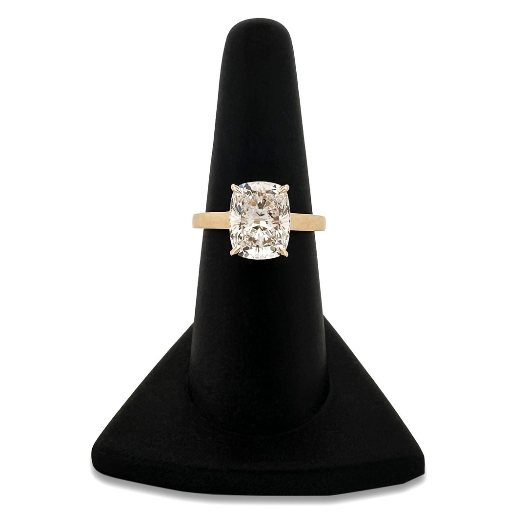 IGI Graded 4.09ct Cushion Cut with Round Brilliants Lab-Grown Diamond Engagement Ring in 14k Yellow Gold