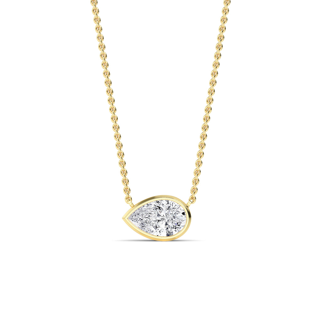 1ct Pear Cut Lab-Grown Diamond Bezel-Set Floating Necklace in 14k Yellow Gold