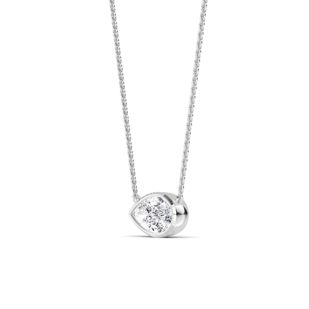 1ct Pear Cut Lab-Grown Diamond Bezel-Set Floating Necklace in 14k White Gold