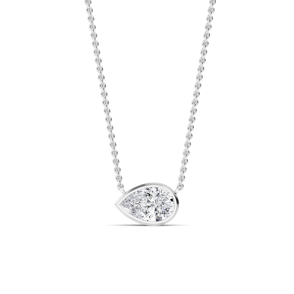 1ct Pear Cut Lab-Grown Diamond Bezel-Set Floating Necklace in 14k White Gold