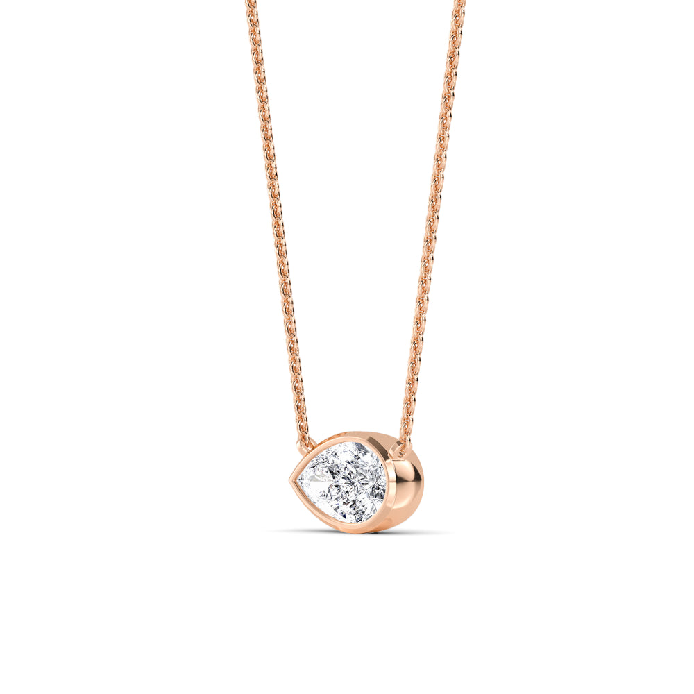 1ct Pear Cut Lab-Grown Diamond Bezel-Set Floating Necklace in 14k Rose Gold