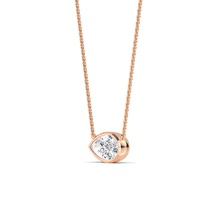 1ct Pear Cut Lab-Grown Diamond Bezel-Set Floating Necklace in 14k Rose Gold