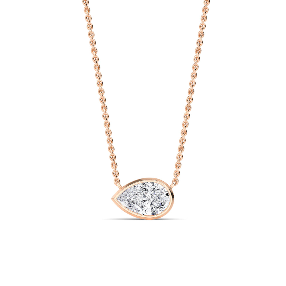 1ct Pear Cut Lab-Grown Diamond Bezel-Set Floating Necklace in 14k Rose Gold