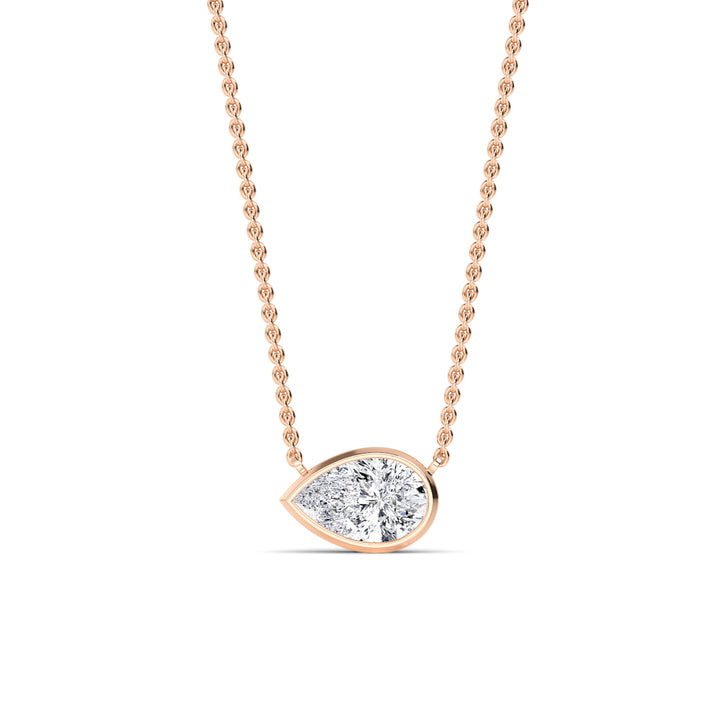 1ct Pear Cut Lab-Grown Diamond Bezel-Set Floating Necklace in 14k Rose Gold