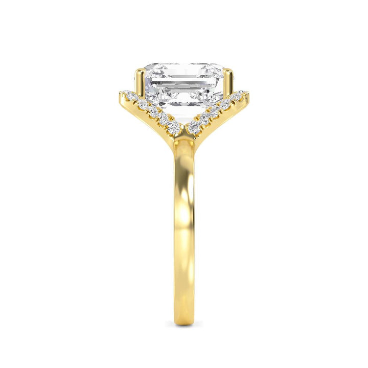 IGI Graded 7.44ct Asscher Cut with Round Brilliant Halo Lab-Grown Diamond Engagement Ring in 14k Gold