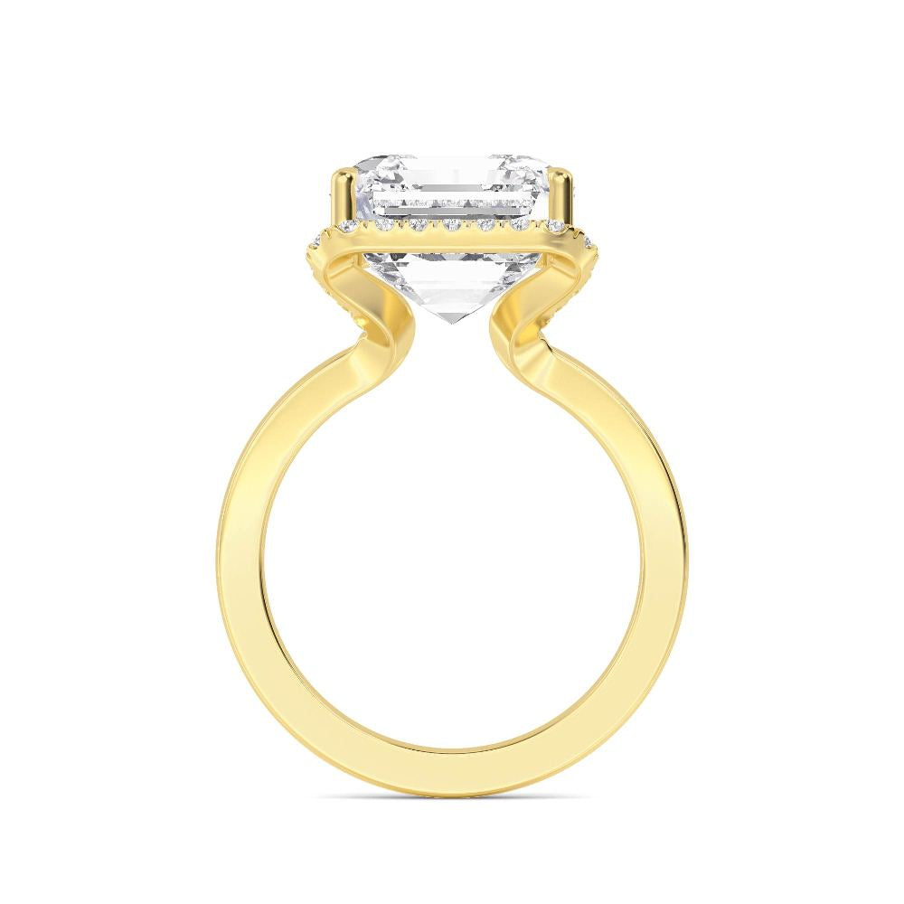 IGI Graded 7.44ct Asscher Cut with Round Brilliant Halo Lab-Grown Diamond Engagement Ring in 14k Gold