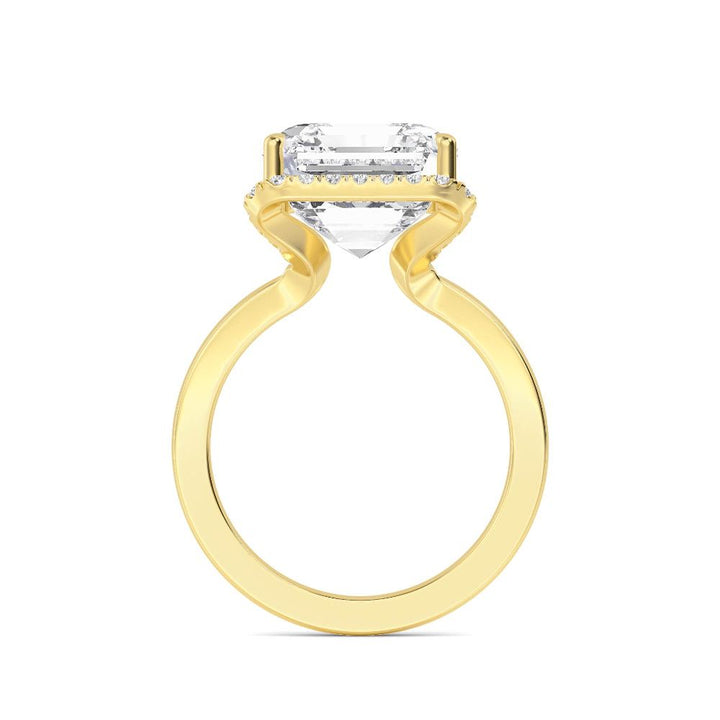 IGI Graded 7.44ct Asscher Cut with Round Brilliant Halo Lab-Grown Diamond Engagement Ring in 14k Gold