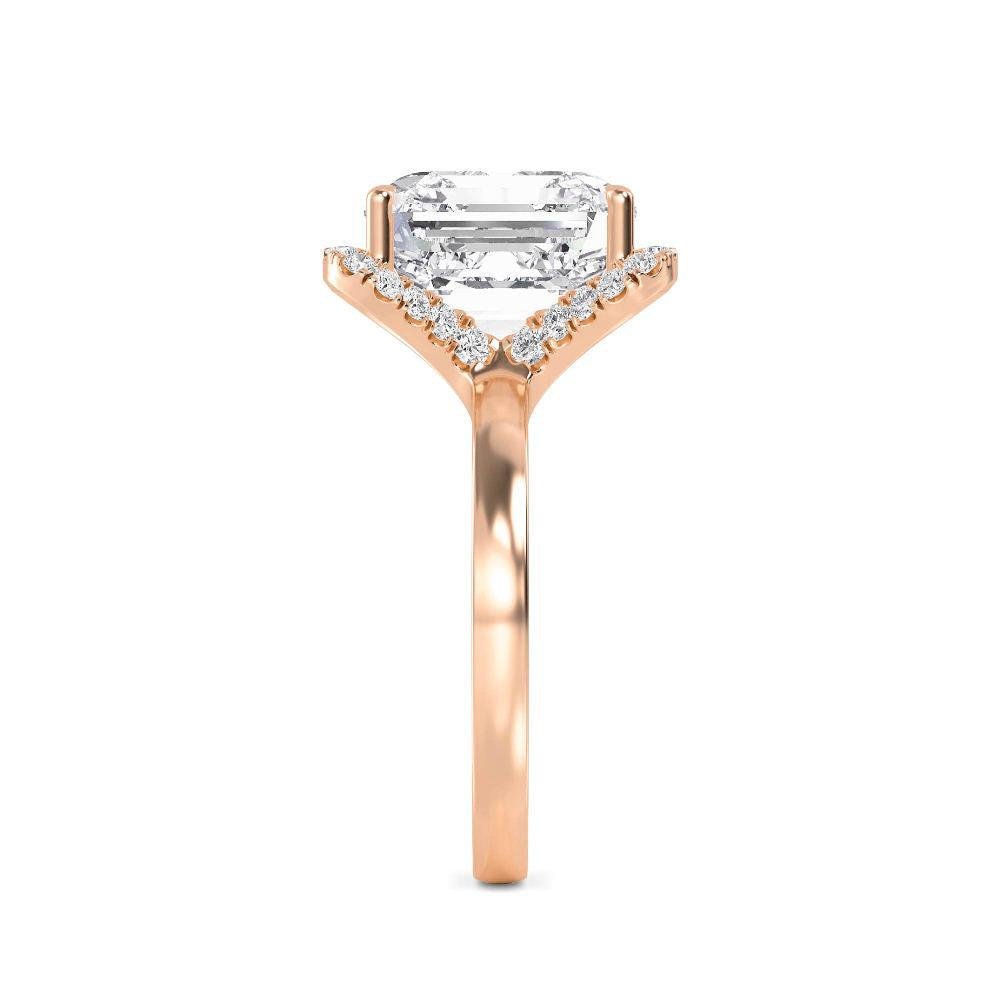 IGI Graded 7.44ct Asscher Cut with Round Brilliant Halo Lab-Grown Diamond Engagement Ring in 14k Gold